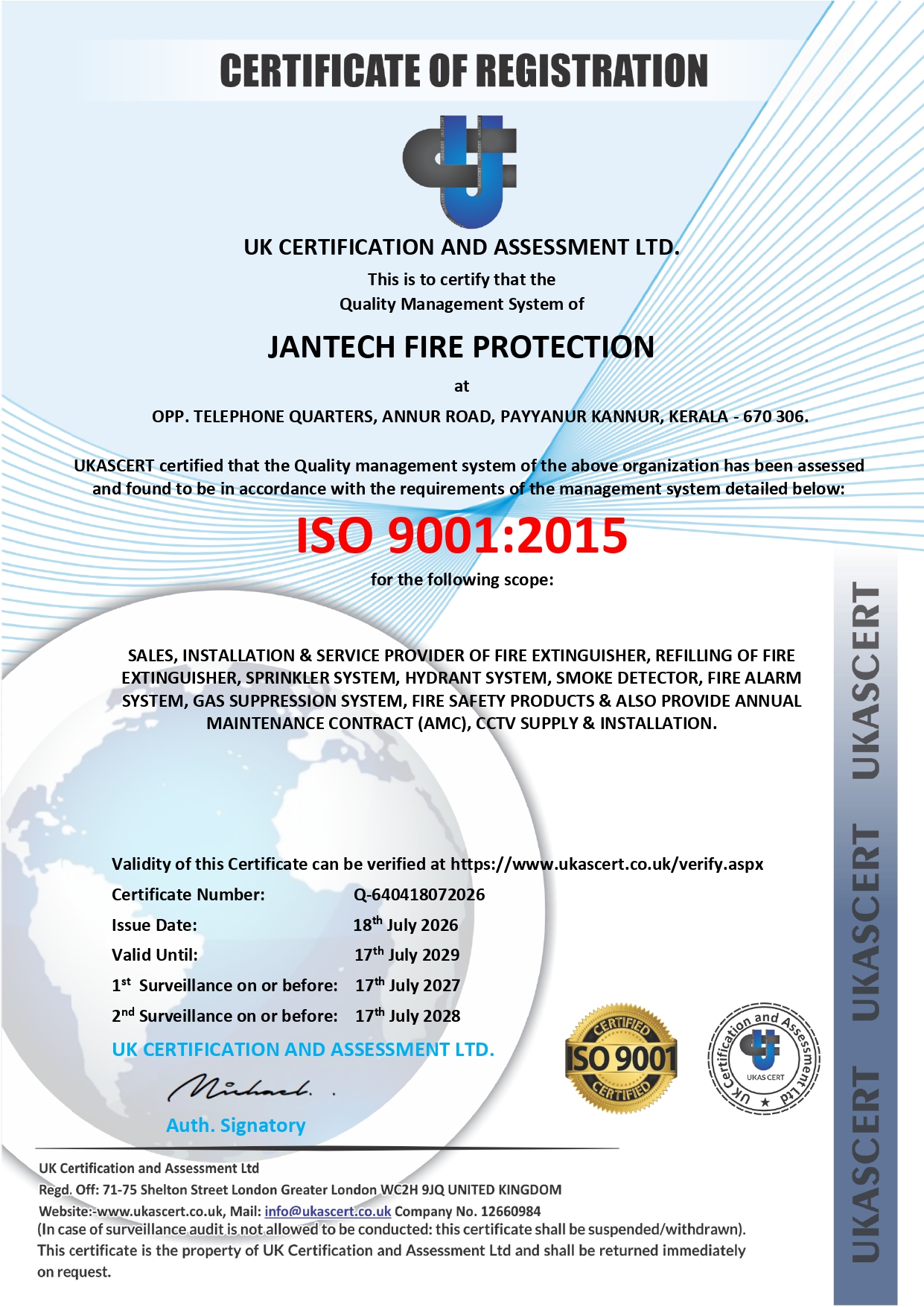 ISO 9001:2015 Quality Management System Certification
