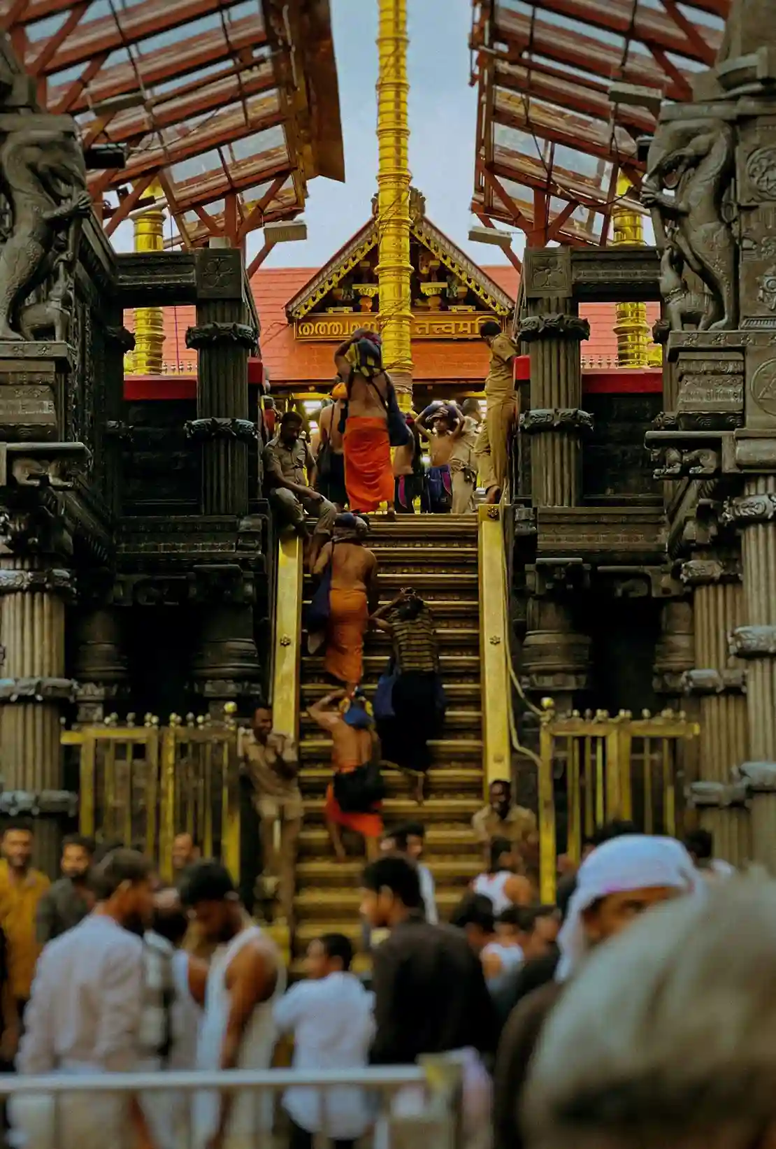Sabarimala temple illuminated at night