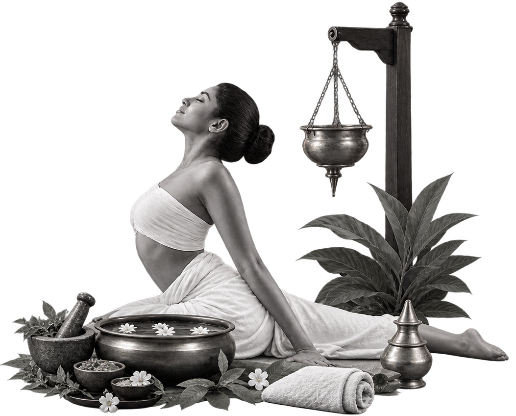 Yogi in Meditative Lotus Posture with Lush Foliage