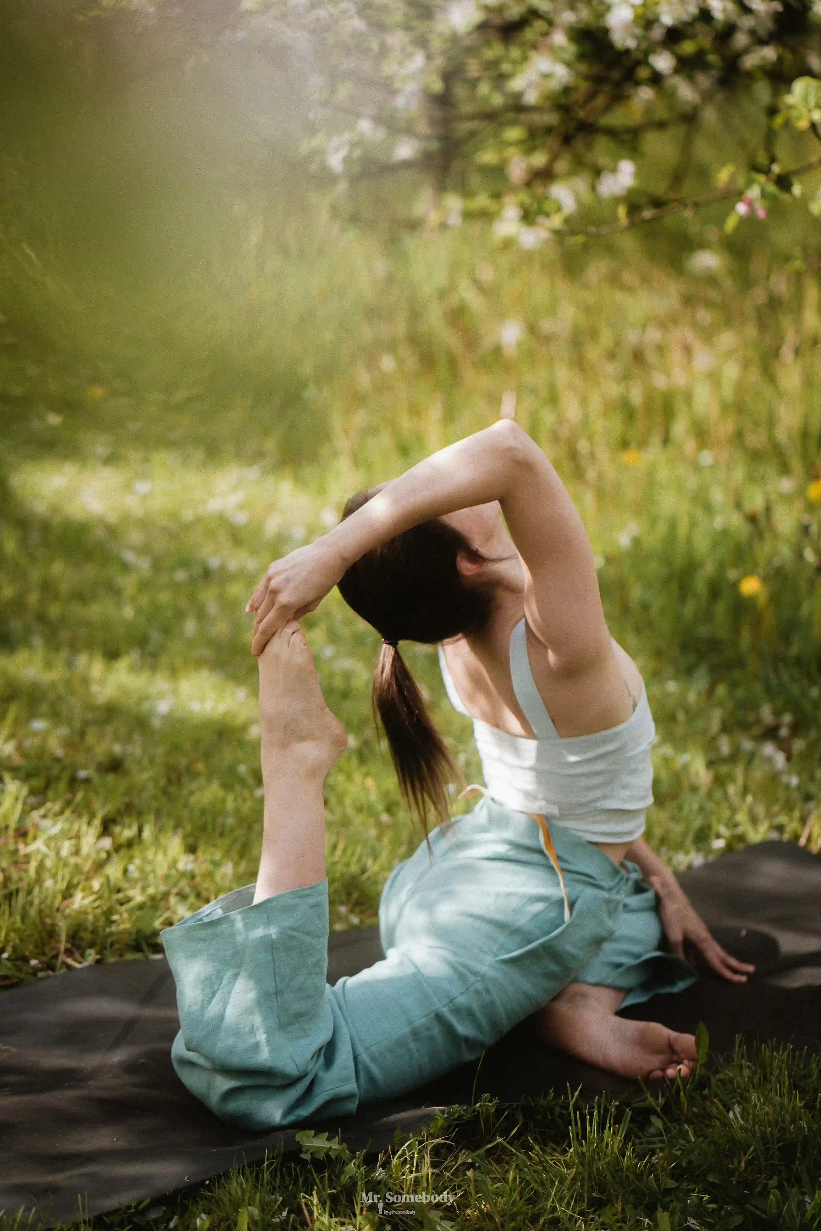 Yogi meditating peacefully outdoors