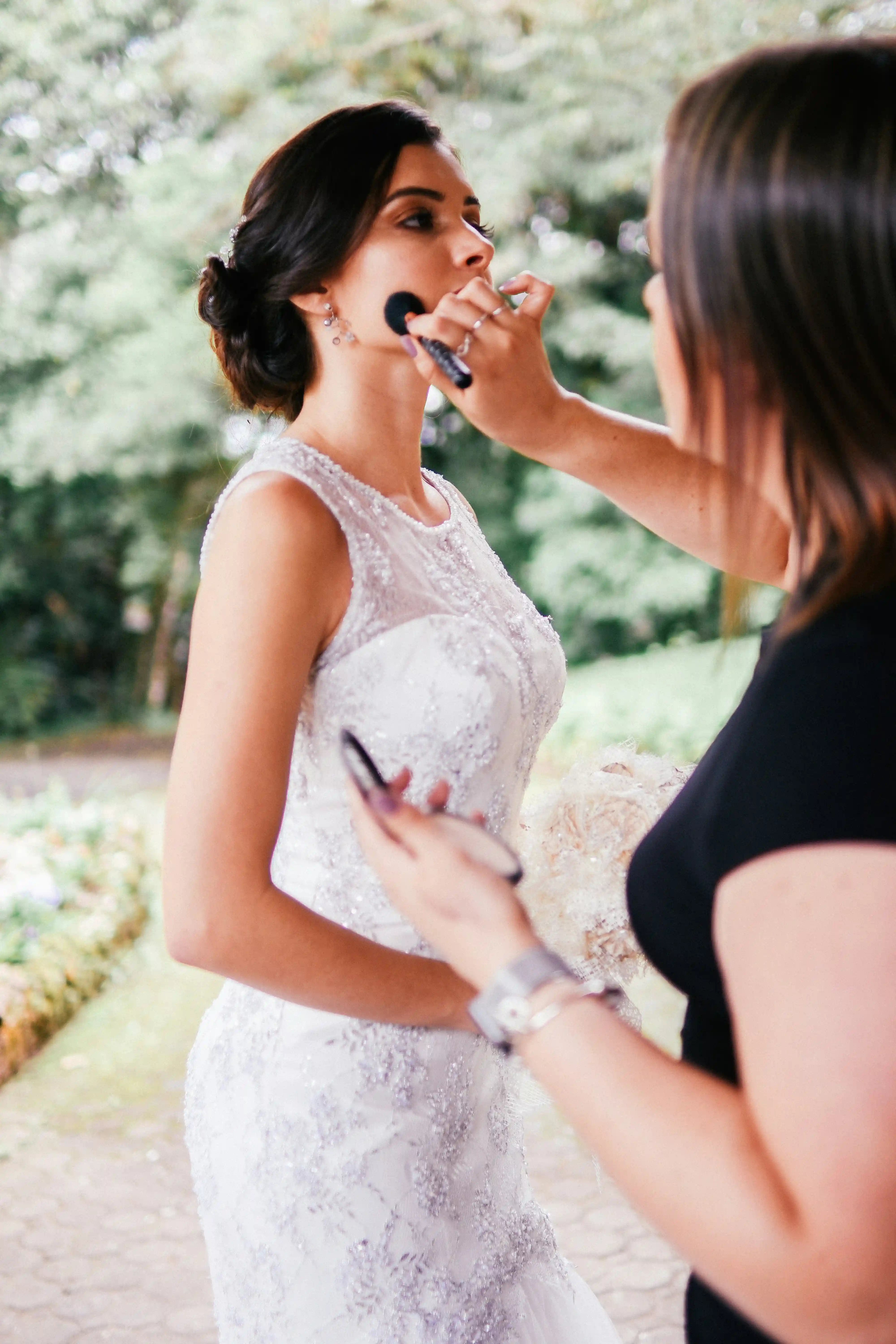 Bridal makeup preparation vanity mirror