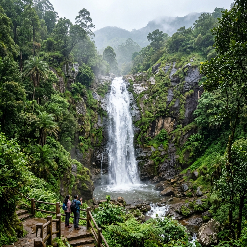 Silver Cascade Falls crashing waterfall