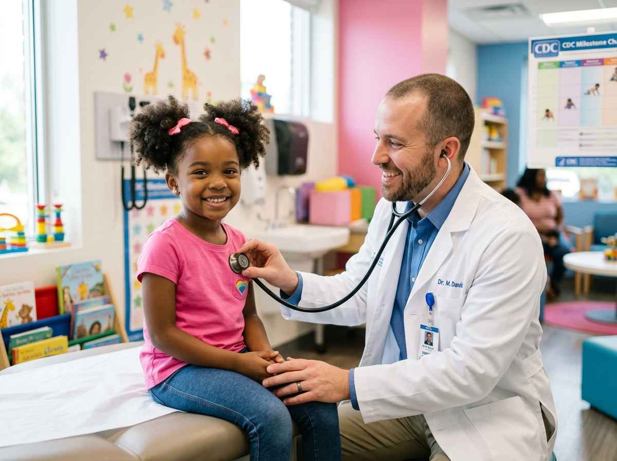 Doctor examining child