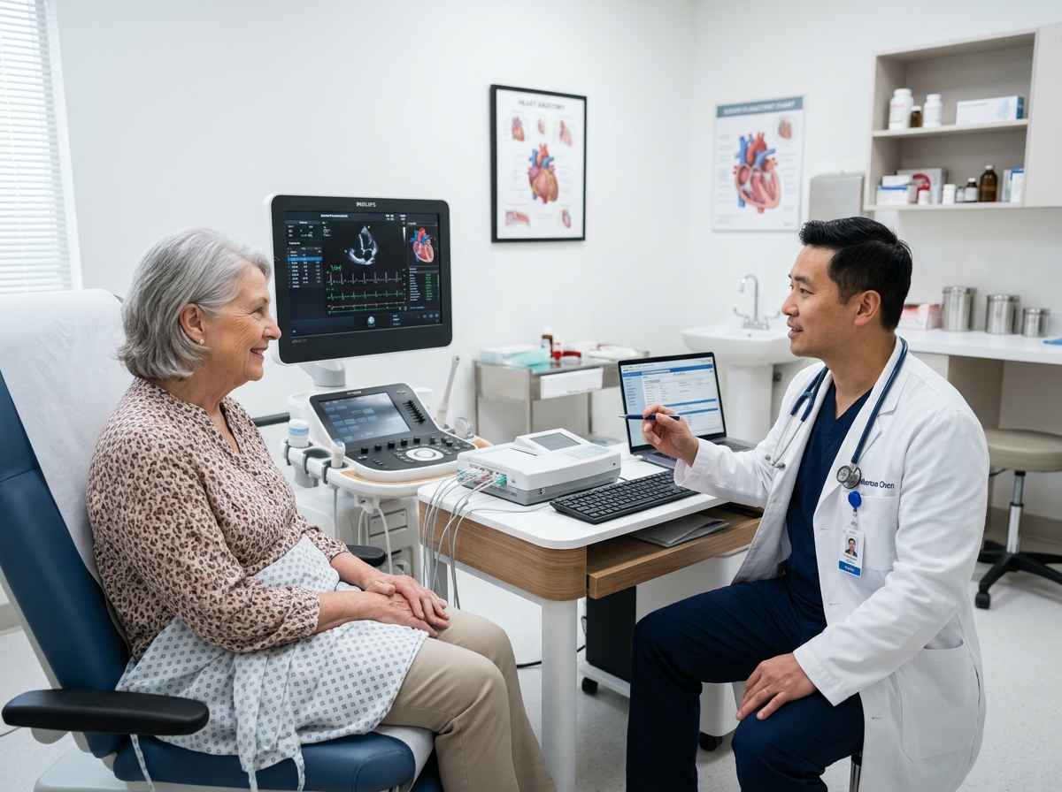 Doctor examining patient with stethoscope