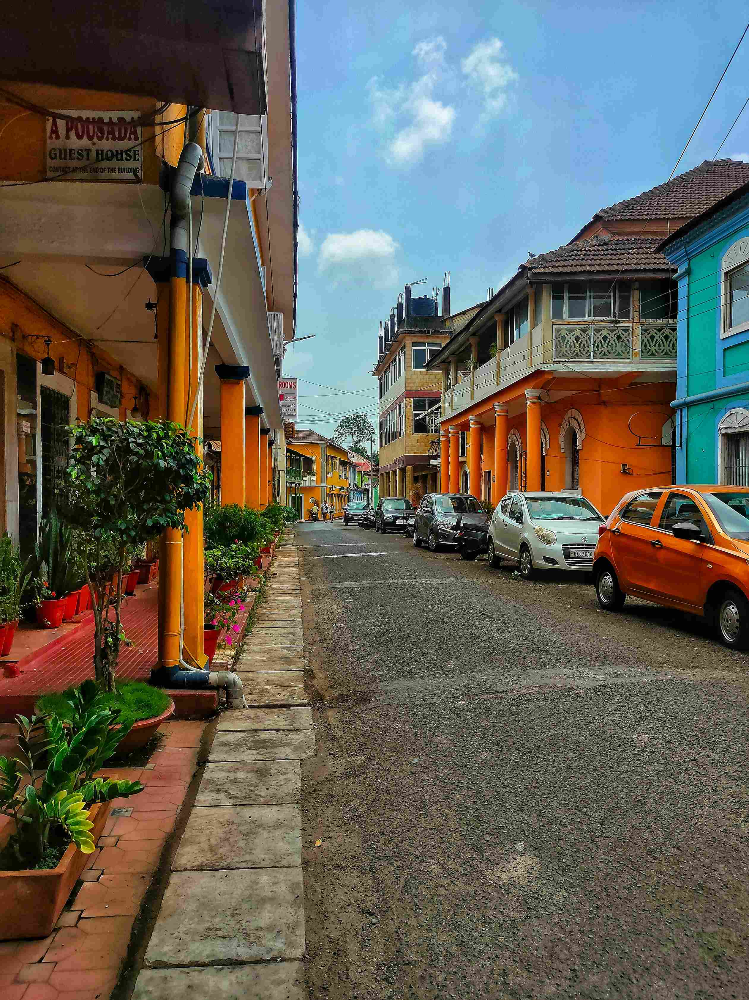 Colorful historic Portuguese buildings in Fontainhas Latin Quarter