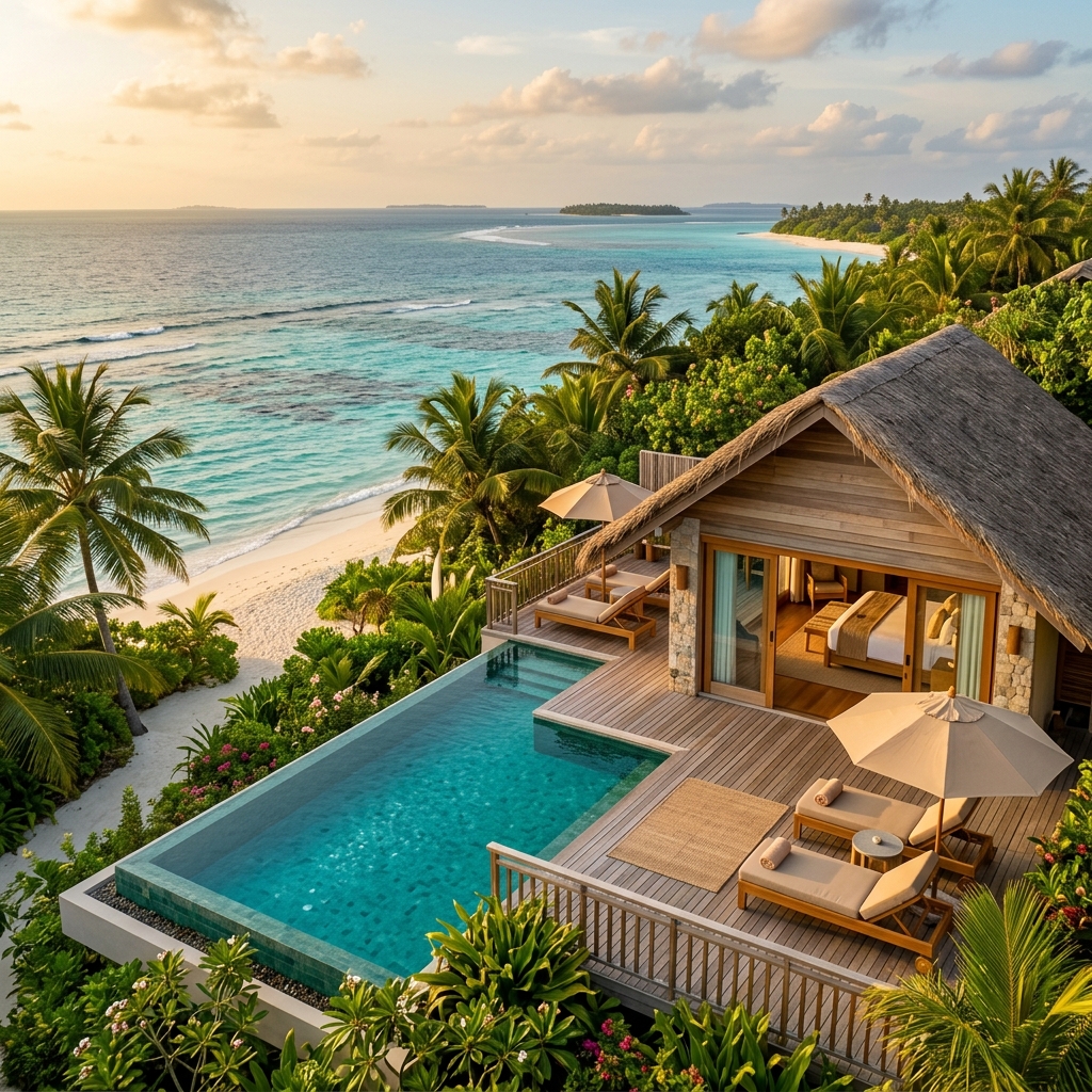 Luxury Pool Villa with private plunge pool and sun deck facing the mountains