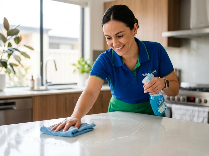 Dedicated professional cleaner caring for property lobby