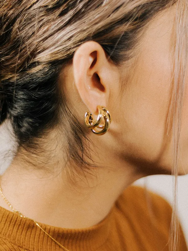 Double Gold Hoops